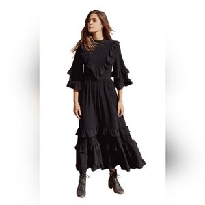 Christy Dawn Bijou Black Imperfect Maxi Ruffle Dress Sz XS